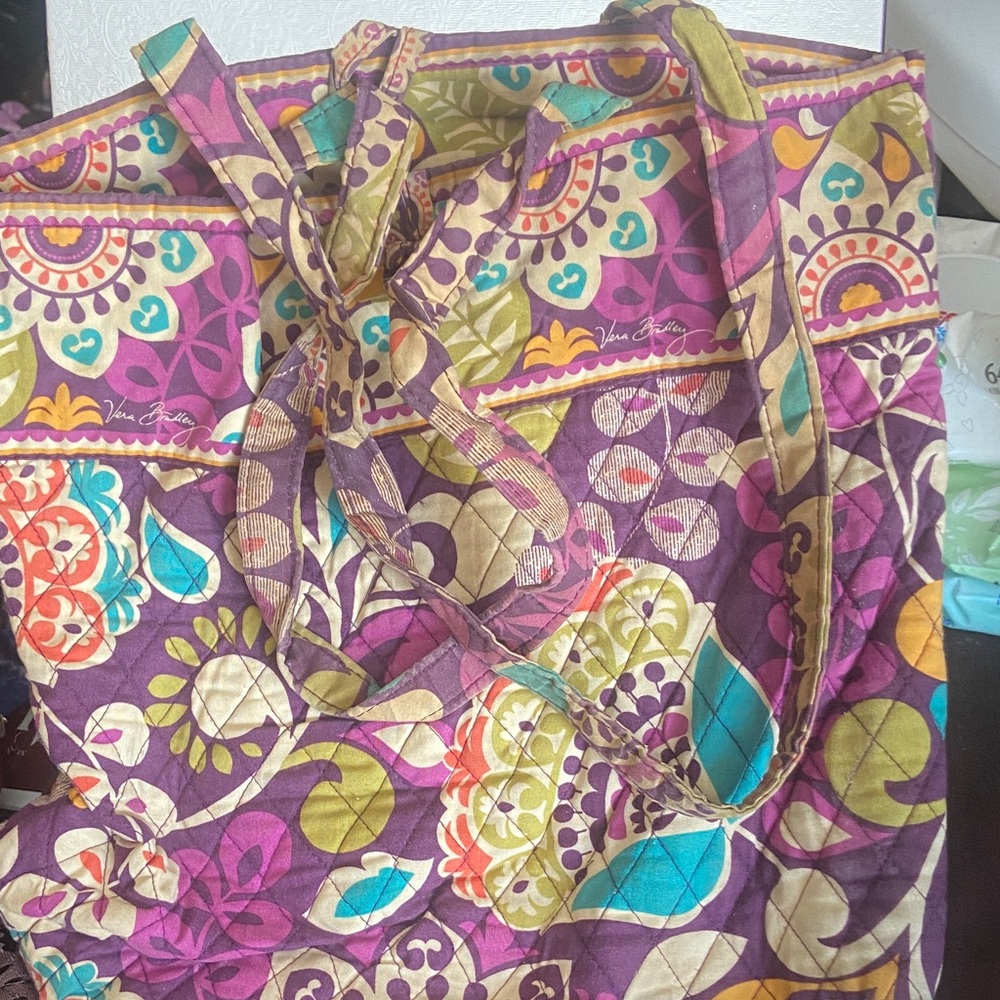 Vera Bradley Purple and Green Floral Tote